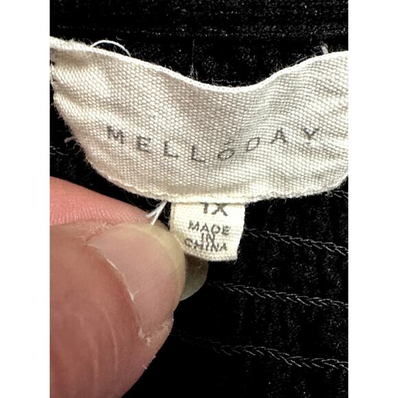 Melloday Blouse Smocked Long Sleeves Stretchy Fabric Solid Black Women's US 1X - Picture 8 of 8